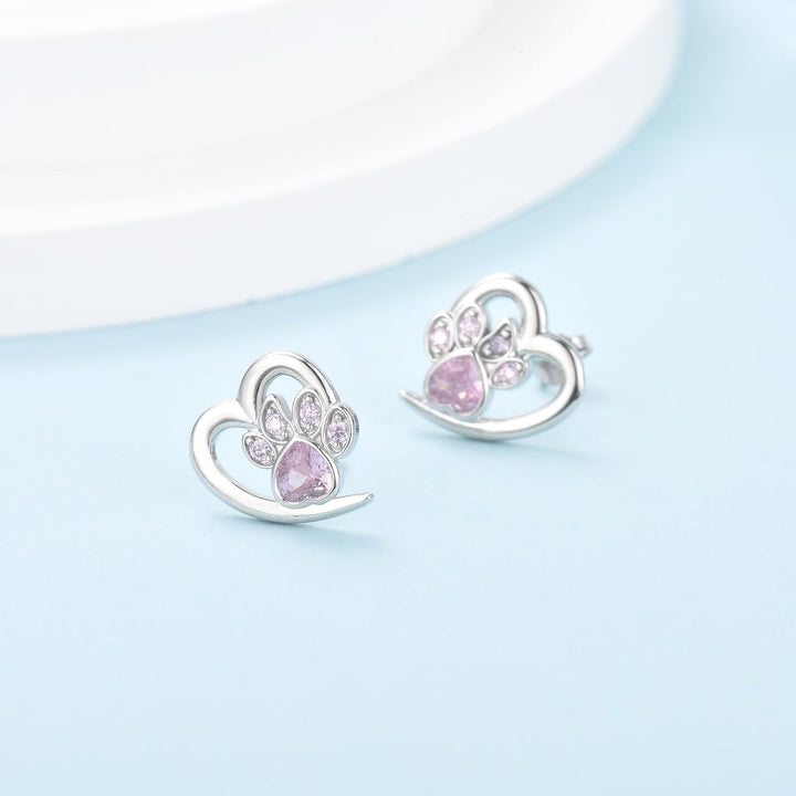 Earrings with Paw Prints & Heart – Pet Lover Jewelry
