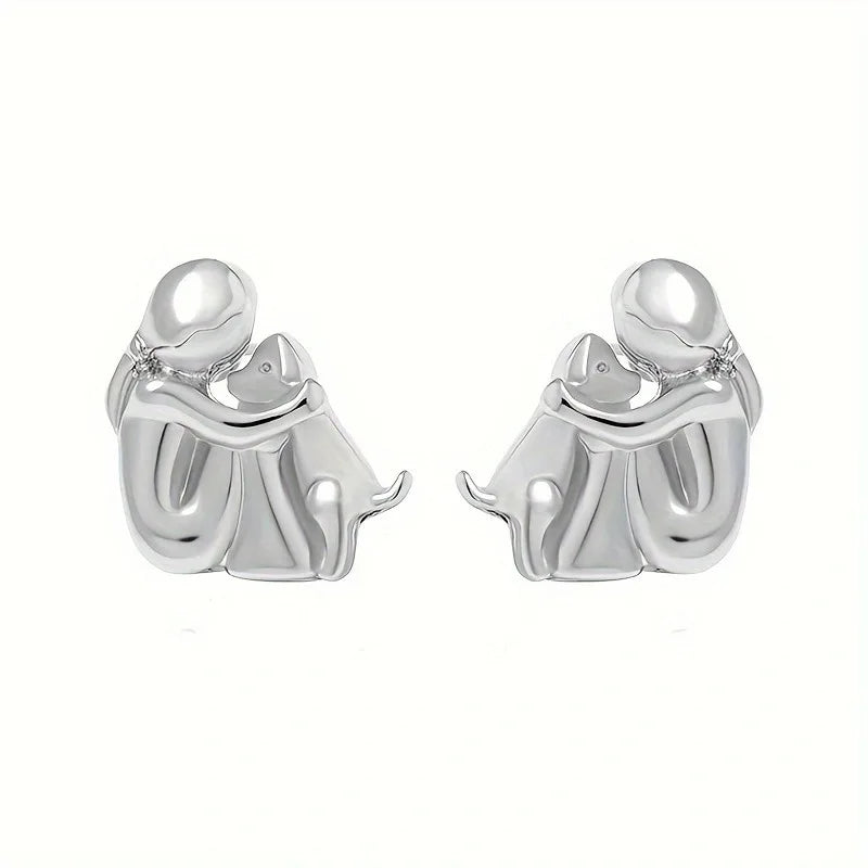 Sweet Two-Tone Hugging Earrings in Silver & Gold