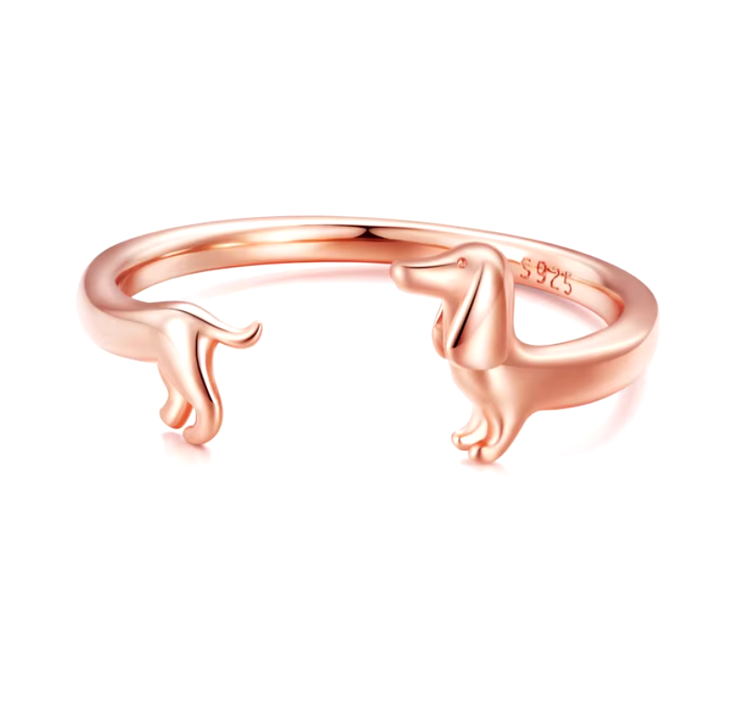 Adjustable Dachshund Ring made of 925 Silver