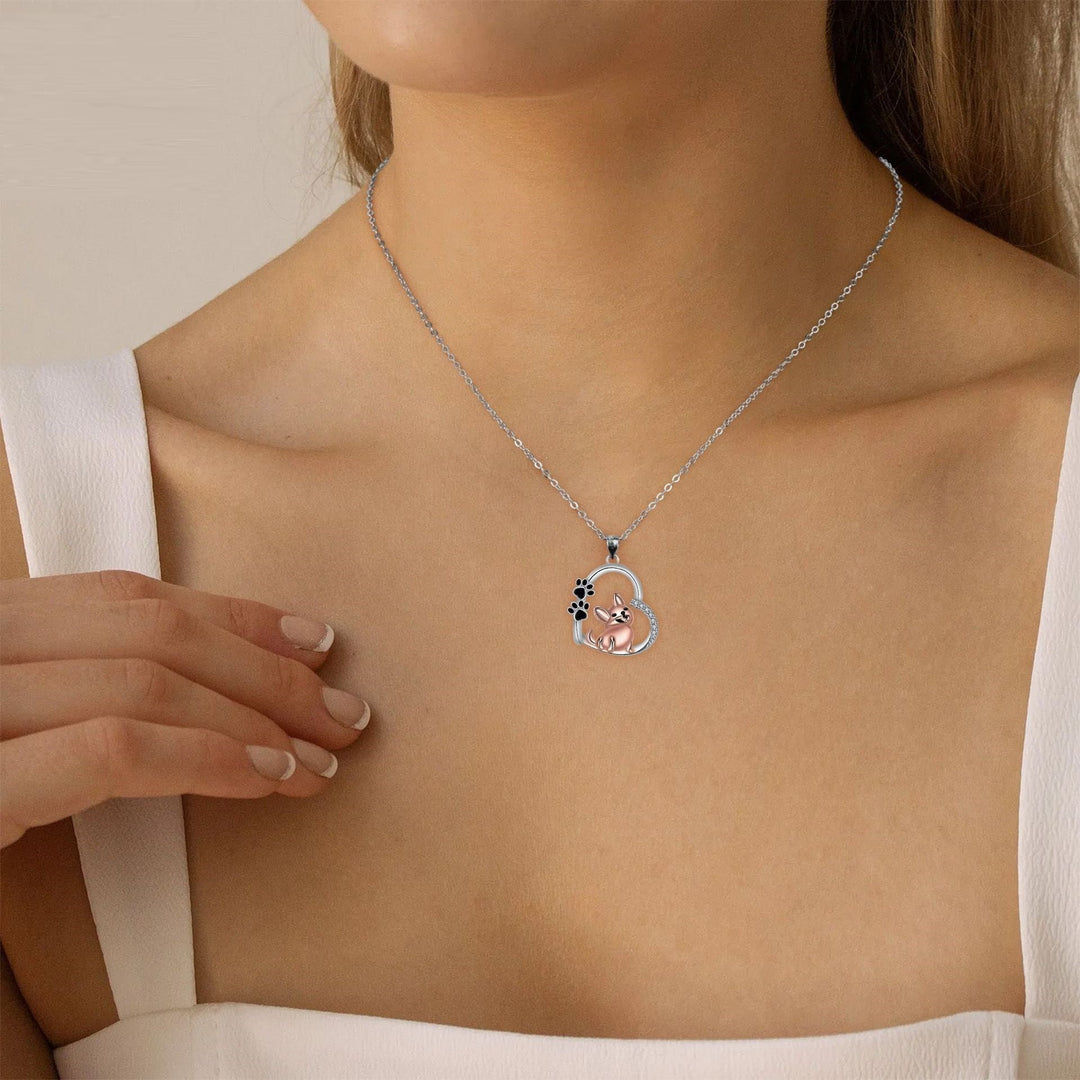 Heartfelt Friend Dog Necklace in Rose Gold