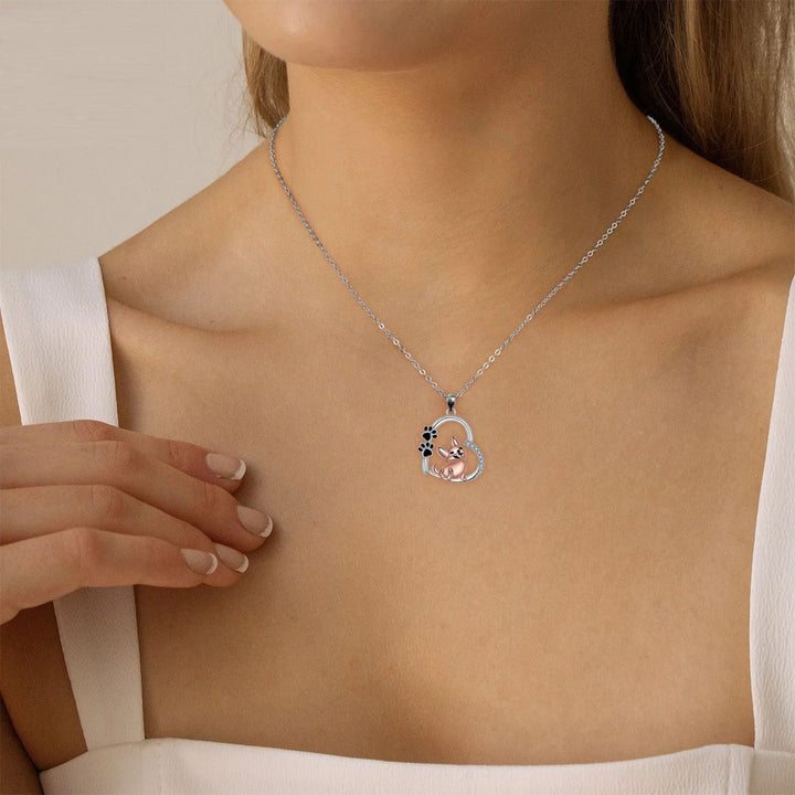 Heartfelt Friend Dog Necklace in Rose Gold